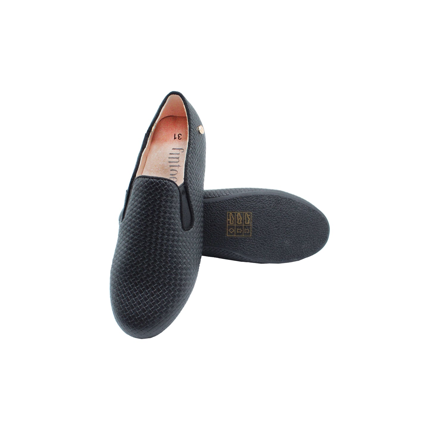 Black Weaved Leather Boys Dress Shoe Fintoes