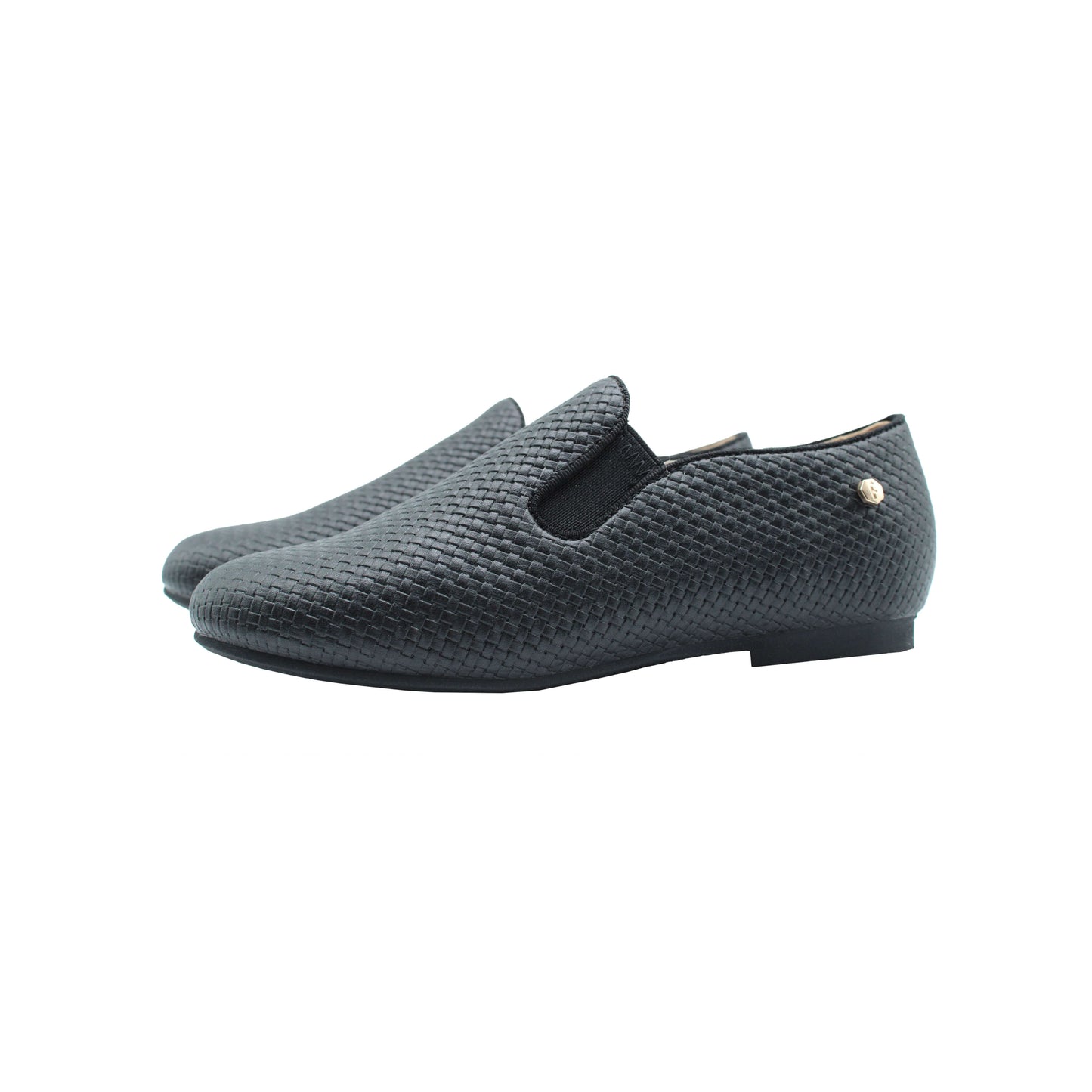 Black Weaved Leather Boys Dress Shoe Fintoes