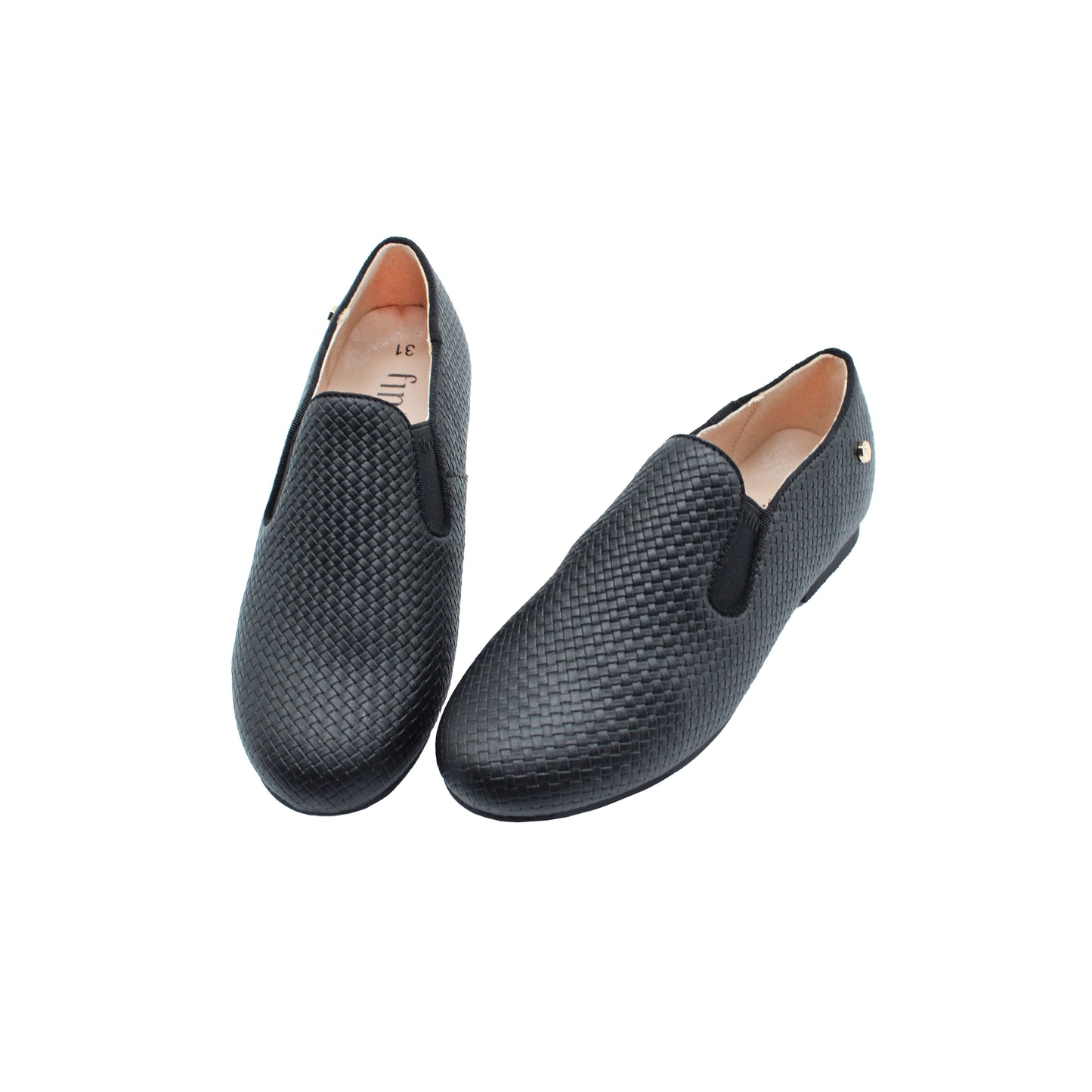 Black Weaved Leather Boys Dress Shoe Fintoes