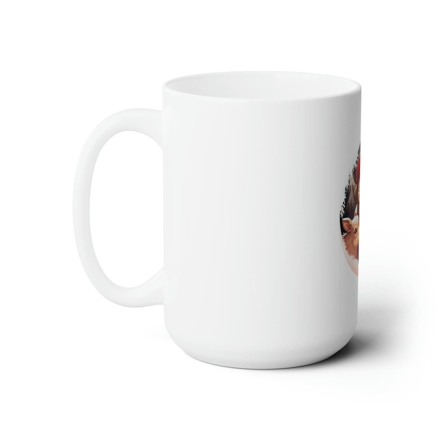 Christmas lighting with young beautiful girl circle design Christmas Ceramic Mug 15oz