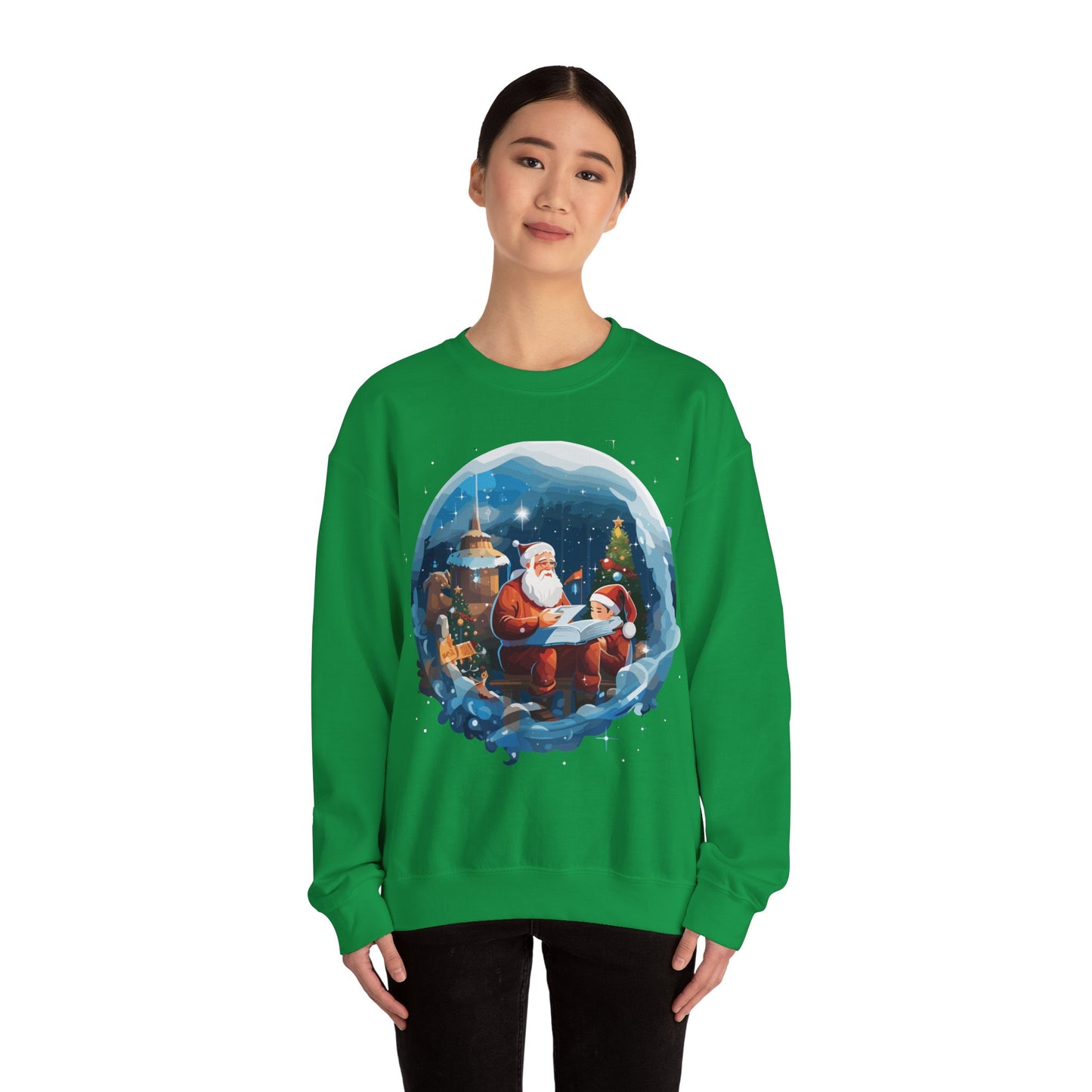 Santa reading book with people in space - Christmas Shirt, Holiday Xmas Shirt, Merry Christmas, Holiday Xmas, Unisex Xmas Shirt, Christmas Sweatshirt, Christmas Apparel, Xmas Celebration Shirt, Matching Family Outfits, Christmas Gifts