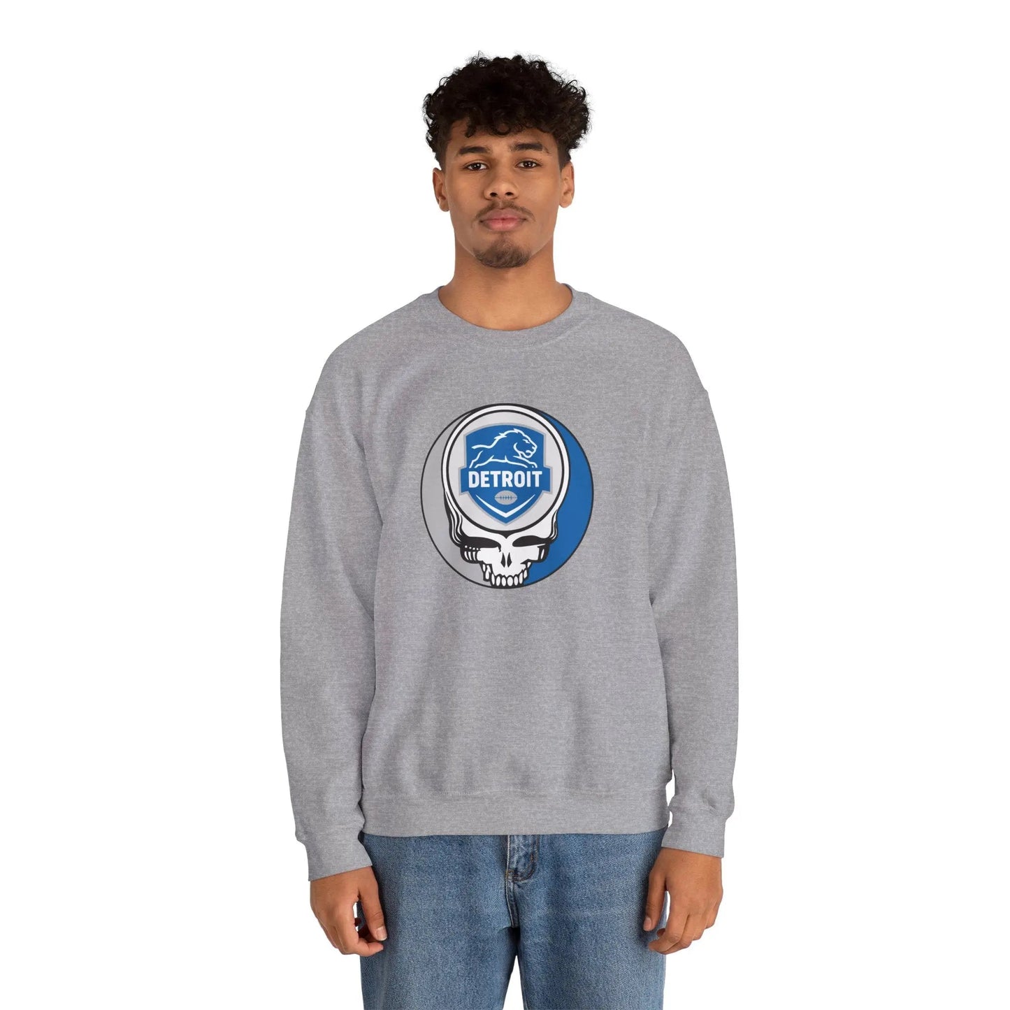 Grateful Dead Stealie Crewneck Sweatshirt Unisex Detroit Lions The Gridiron Collection