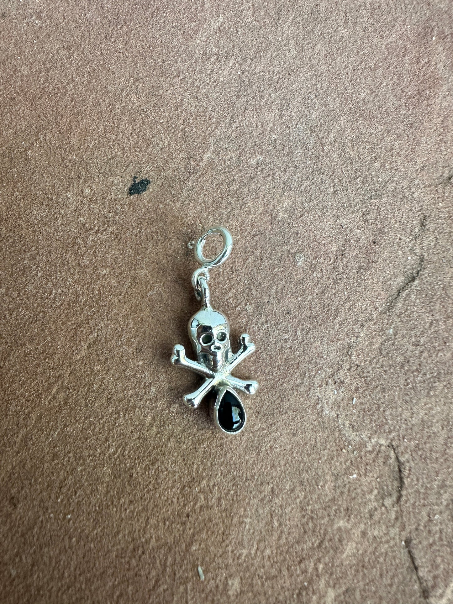 Sterling Silver Onyx Skull Charm Jewelry Nizhoni Traders LLC
