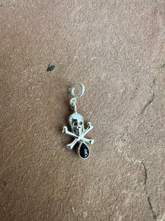 Sterling Silver Onyx Skull Charm Jewelry Nizhoni Traders LLC