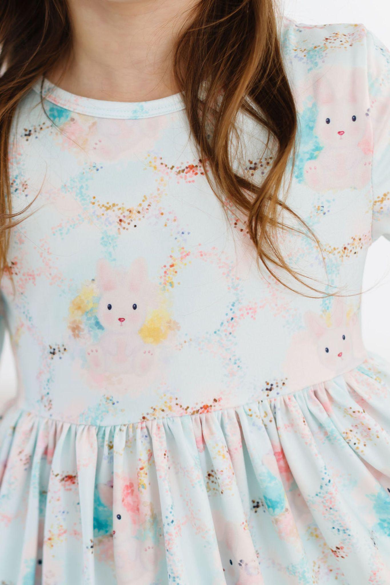 Bunny Dreams 3/4 Sleeve Pocket Twirl Dress Mila & Rose