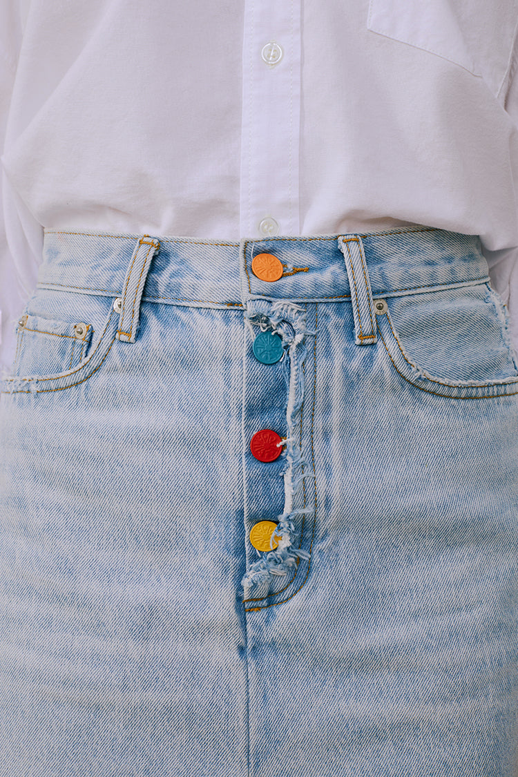 Rainbow Pleat High-Rise Skort Mid-Weight Denim Hey Joanie