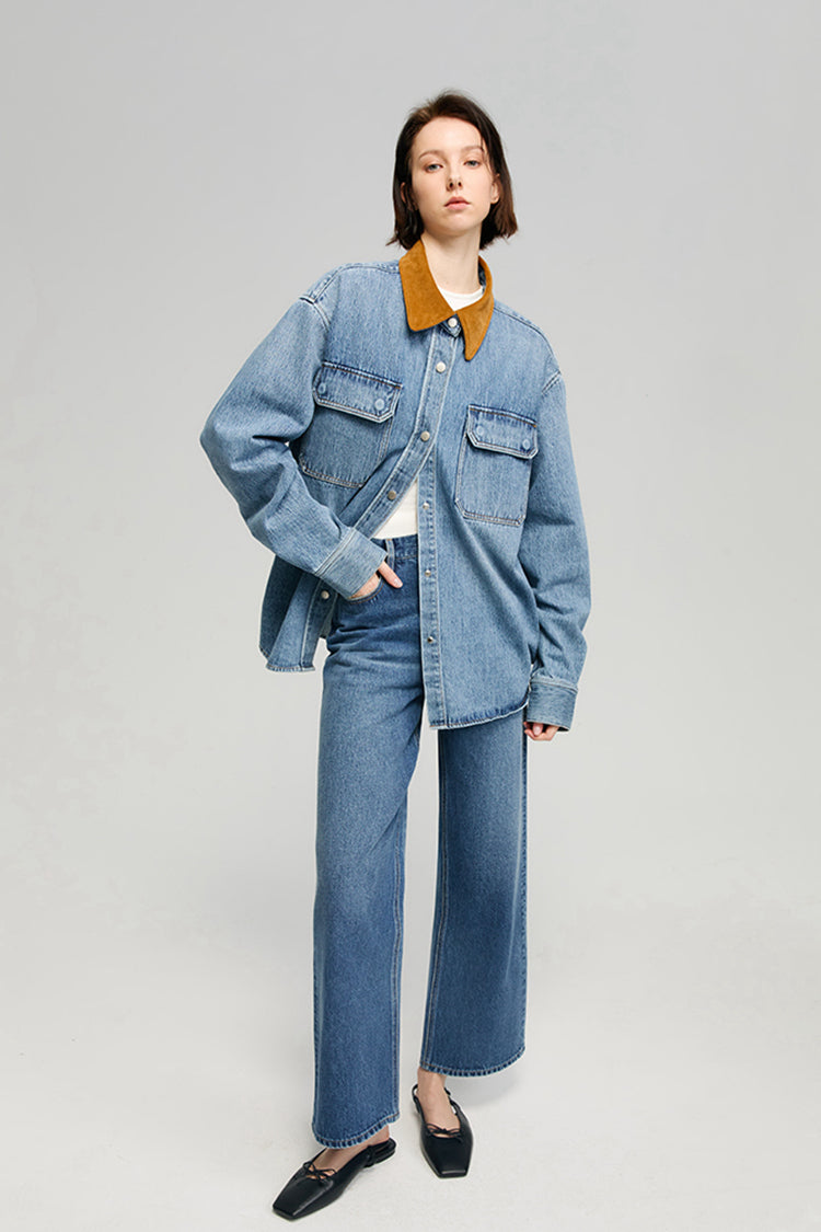 Cityer Crop Wide High-Rise Ankle Jeans