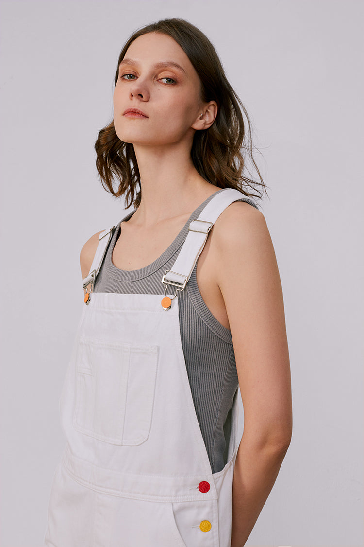 Rainbow Overall Shorts Mid-weight Denim High-rise Overall Shorts Hey Joanie