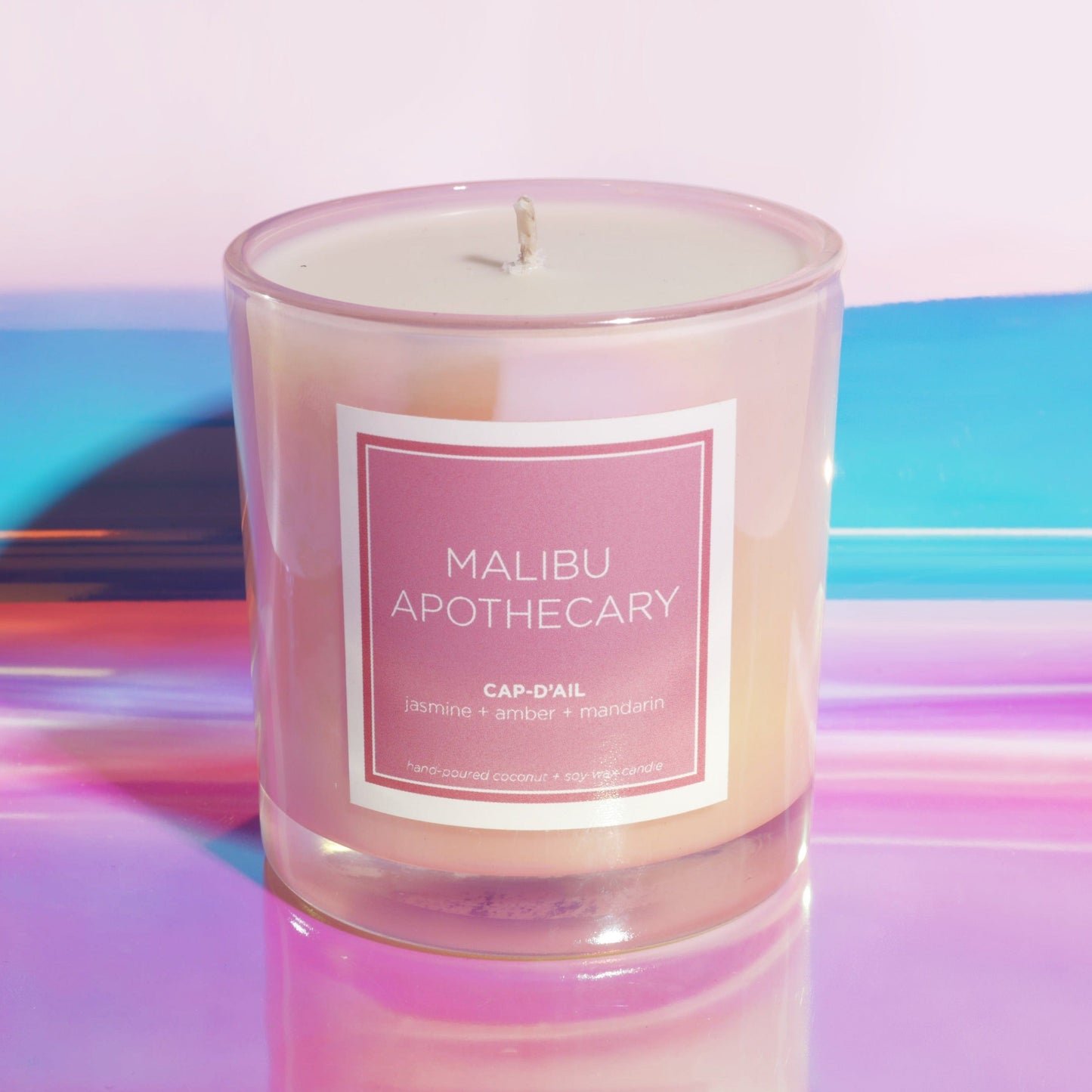 Iridescent Pink Coconut Soy Wax Candle Malibu Apothecary