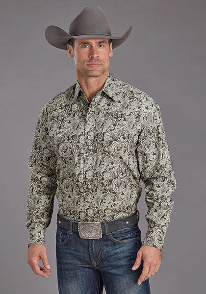 Stetson 2235 Silver Paisley (Grey) - Men's Western Shirt