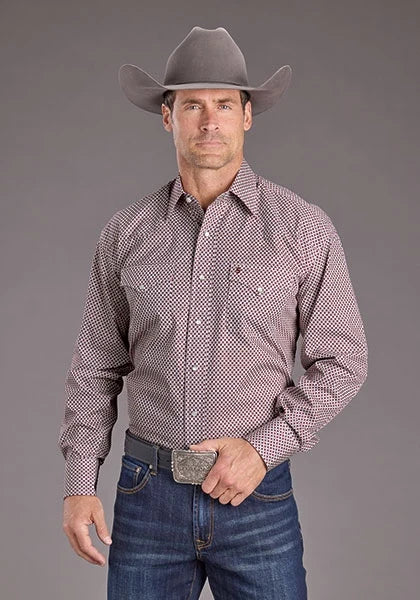 Stetson 2392 Garnet Geo (Wine) - Men's Western Shirt