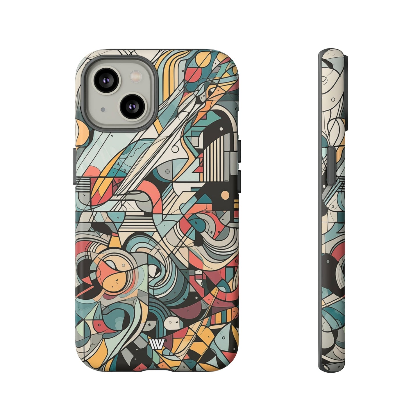 Abstract Doodle Tough Phone Case Dual-Layer Protection