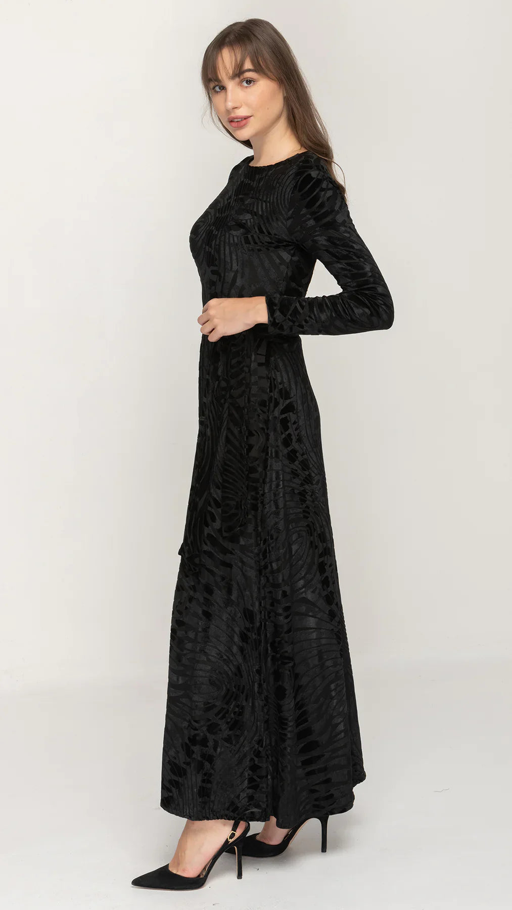 Maxi Dress Belted Textured Velvet Maxi Dress KMW