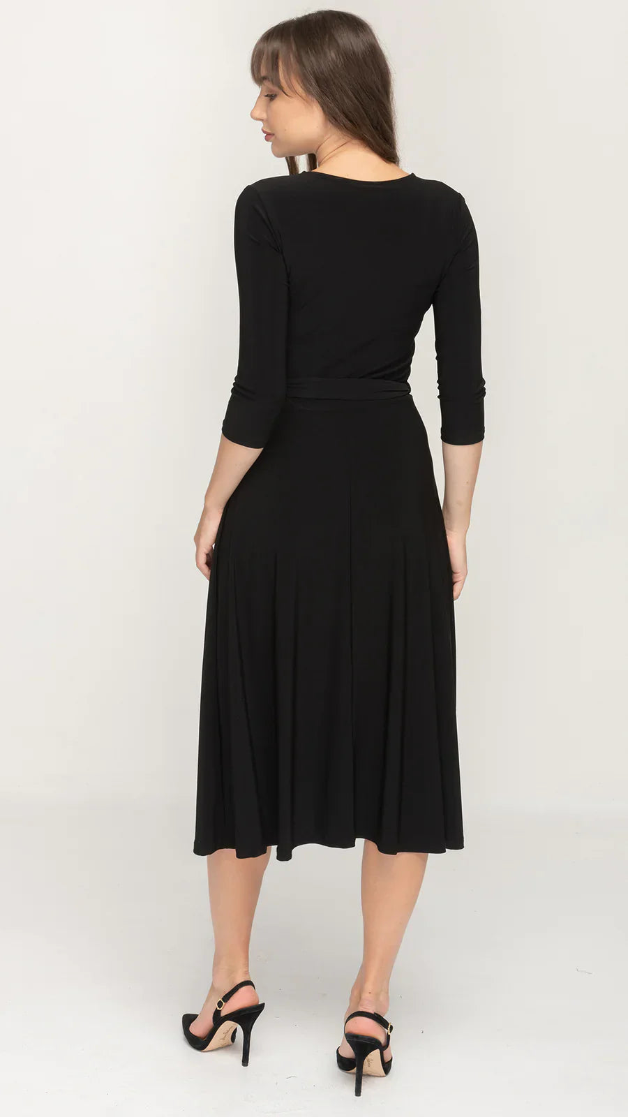Belted Midi Dress Long Sleeve Fit and Flare Dress