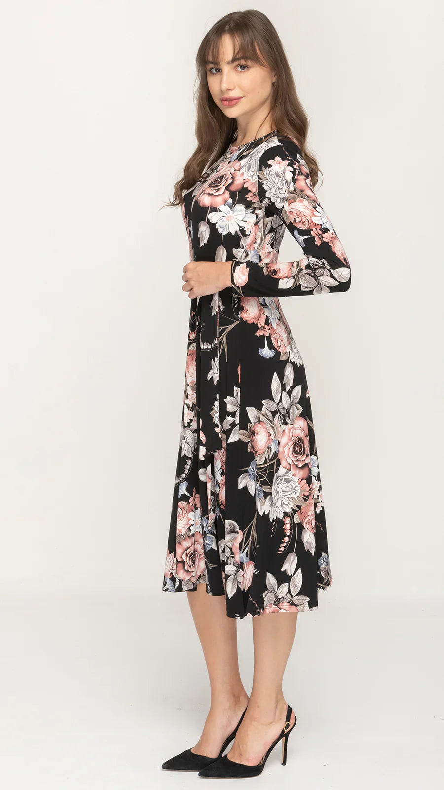 Belted Midi Dress Long Sleeve Fit and Flare Dress