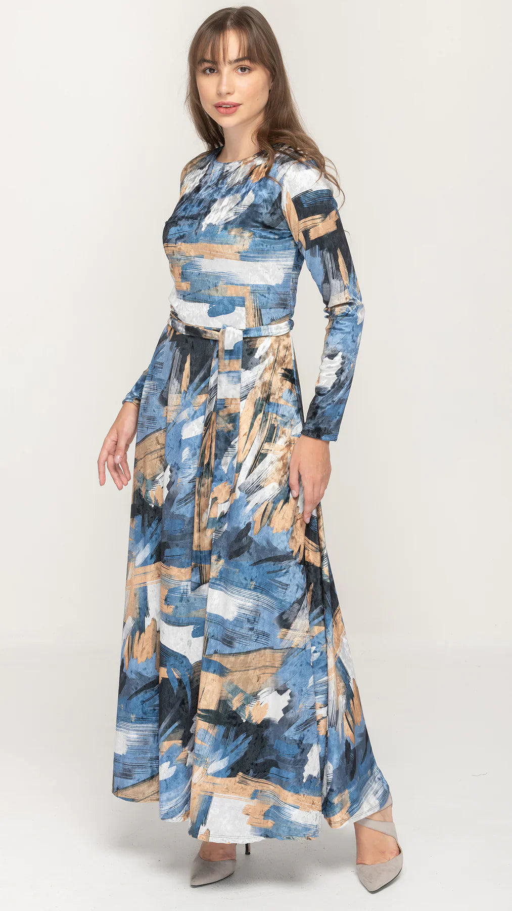 Maxi Dress Belted Textured Velvet Maxi Dress KMW
