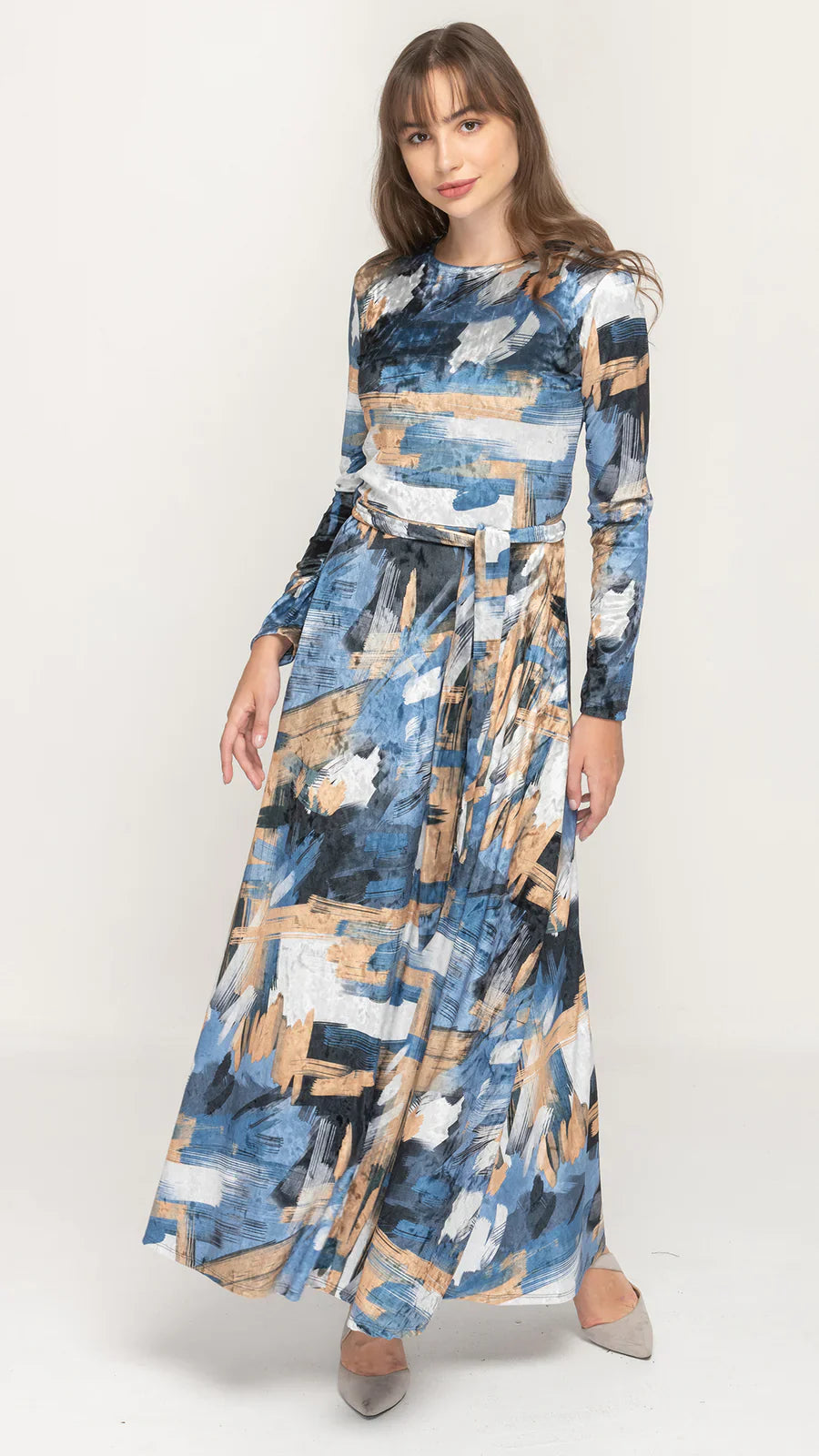 Maxi Dress Belted Textured Velvet Maxi Dress KMW