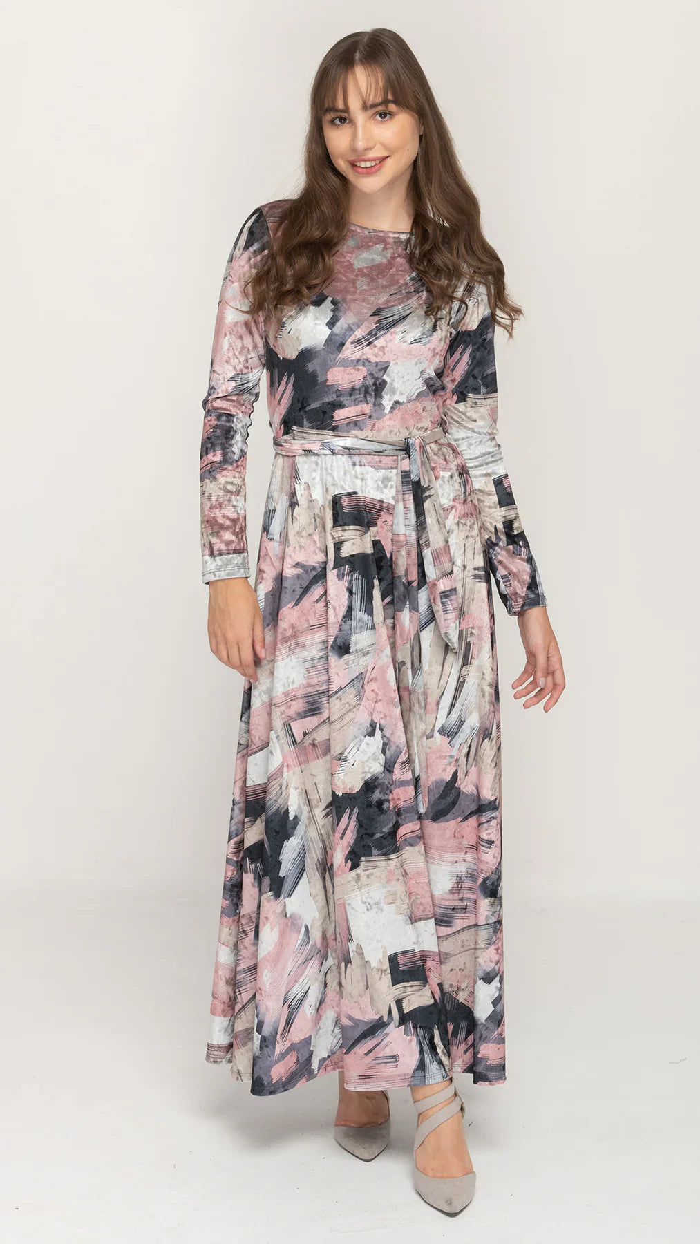 Maxi Dress Belted Textured Velvet Maxi Dress KMW