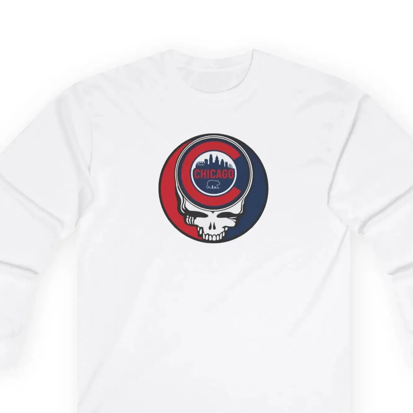 Grateful Dead Eco-Friendly Ultra-Cotton Long Sleeve Tee MLB The Ballpark Collection Chicago Baseball Edition