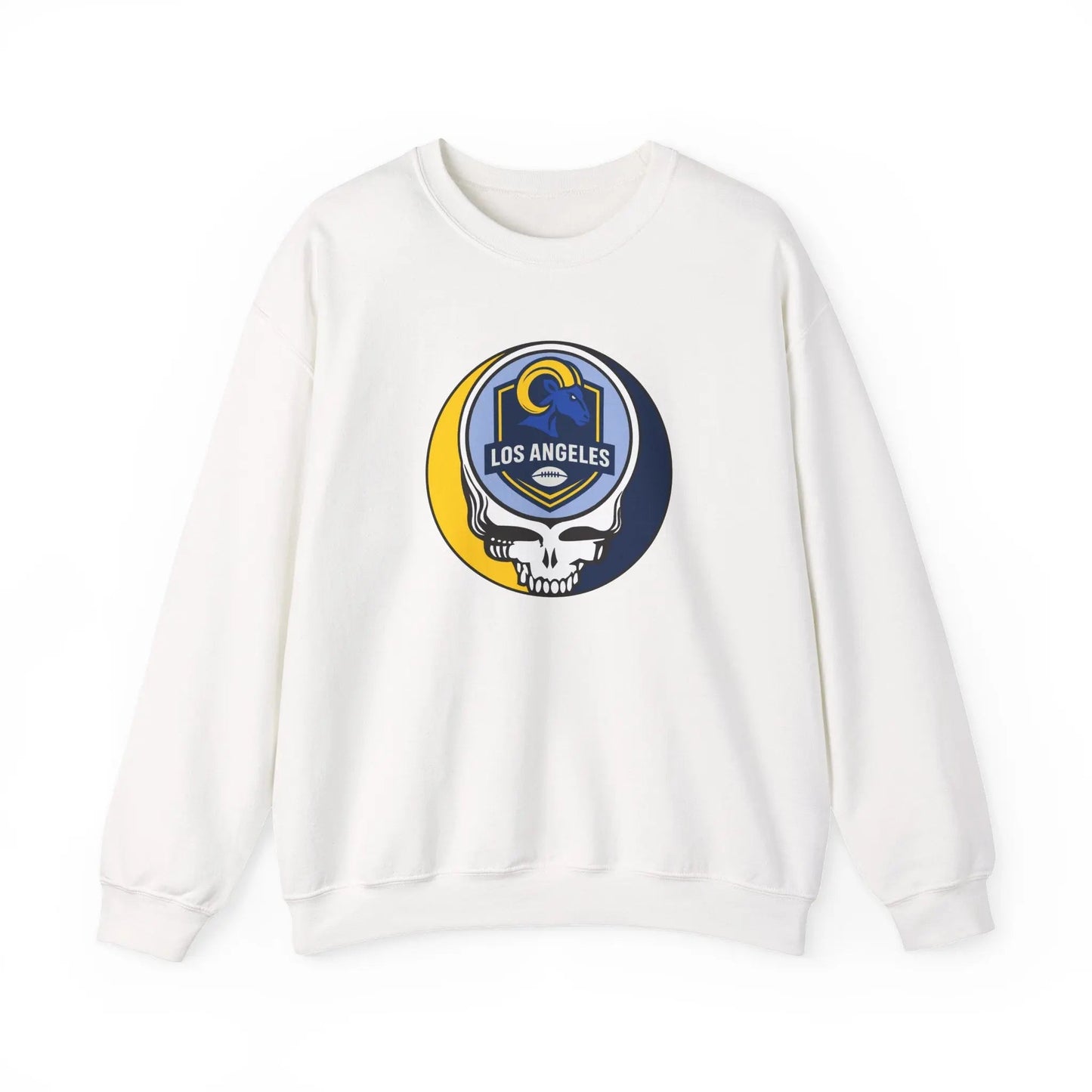 Los Angeles Rams Grateful Dead Stealie Crewneck Sweatshirt Heavy Blend The Gridiron Collection