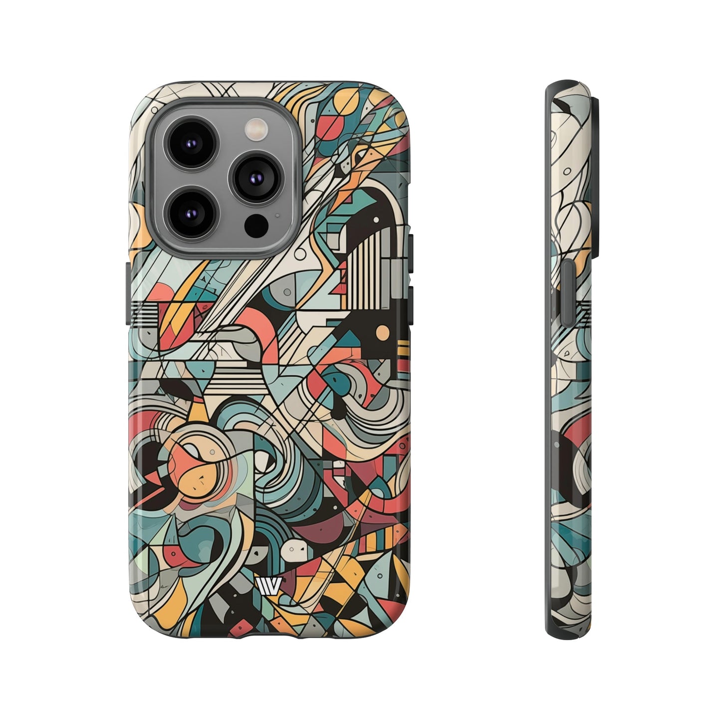 Abstract Doodle Tough Phone Case Dual-Layer Protection