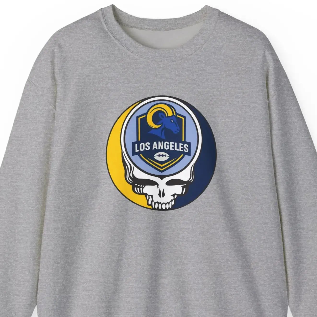 Los Angeles Rams Grateful Dead Stealie Crewneck Sweatshirt Heavy Blend The Gridiron Collection