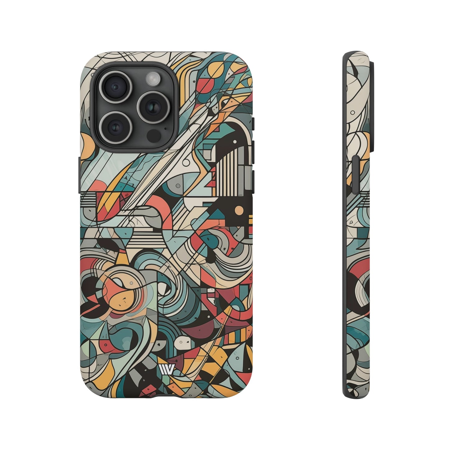 Abstract Doodle Tough Phone Case Dual-Layer Protection
