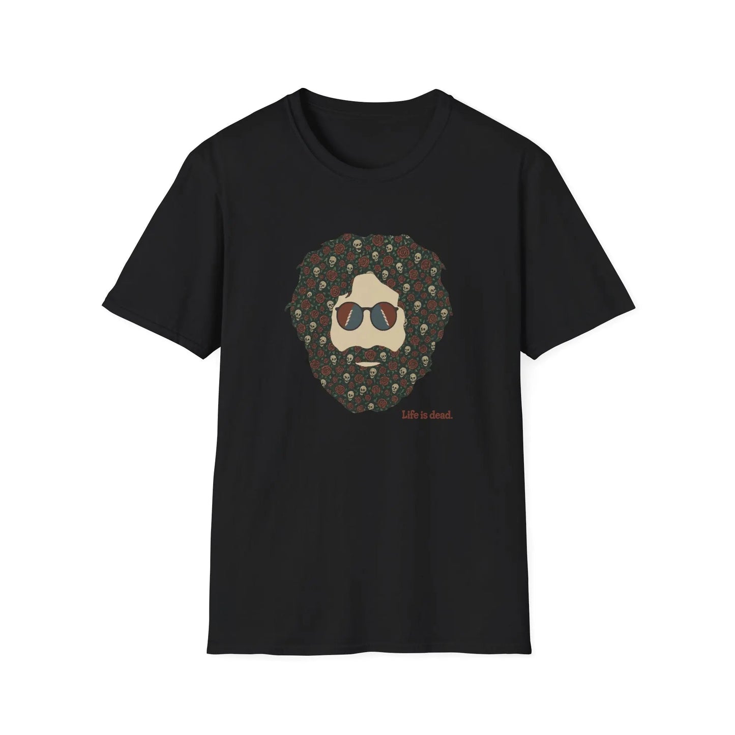 Life Is Dead Skull & Roses Jerry T-Shirt Unisex Soft-Style