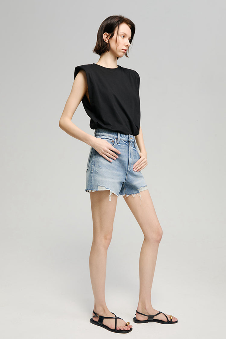 Sun-Kissed Vintage High-Rise Cut Off Denim Shorts HJ115