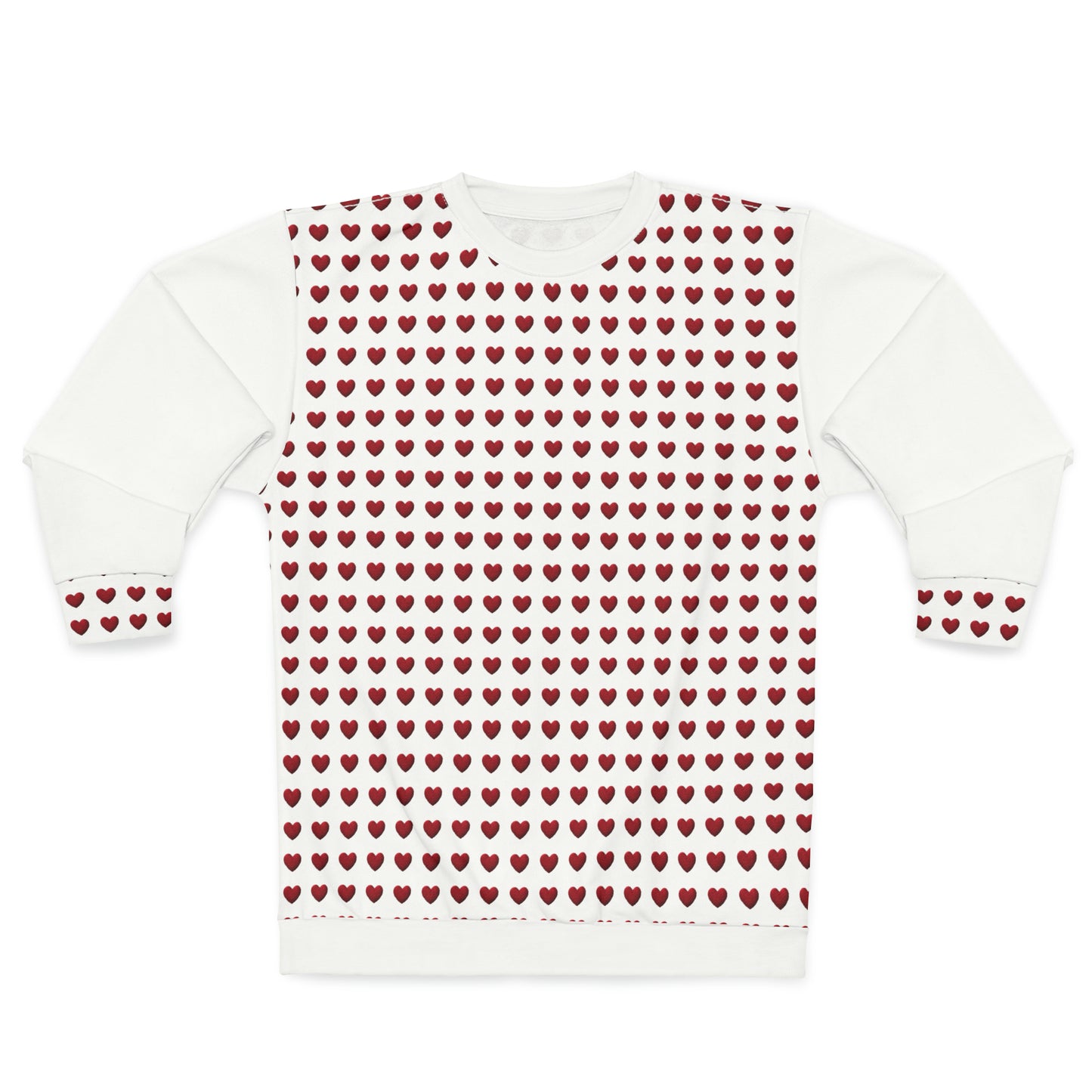 Valentine's Day best gift, red heart shape design White Unisex Sweatshirt (AOP)