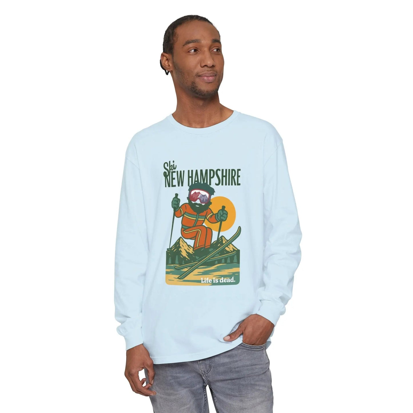 Ski New Hampshire Garment-Dyed Long Sleeve T-Shirt Mountain Collection