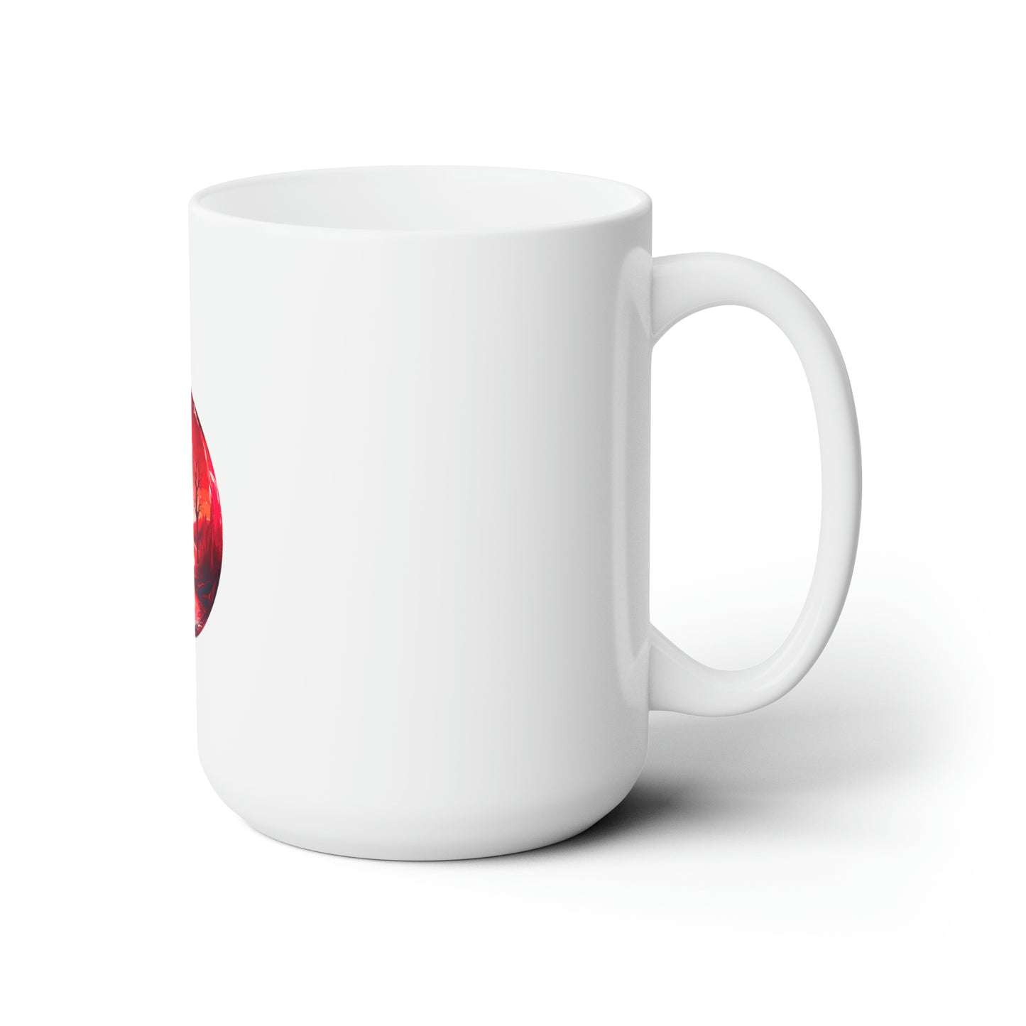 Bright red light in the snow with reindeer and Christmas tree design Ceramic Mug 15oz