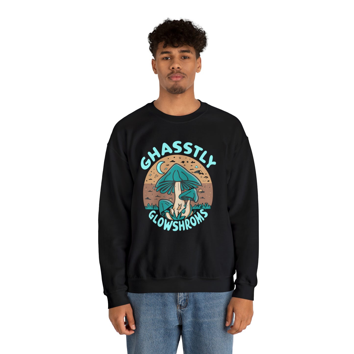 Ghastly Glowshrooms Black Mushroom costume, Mushroom Halloween Costume, Mushroom Sweatshirt, Spooky Season Halloween Sweatshirt, Sweatshirt Adult, Unique Sweatshirt