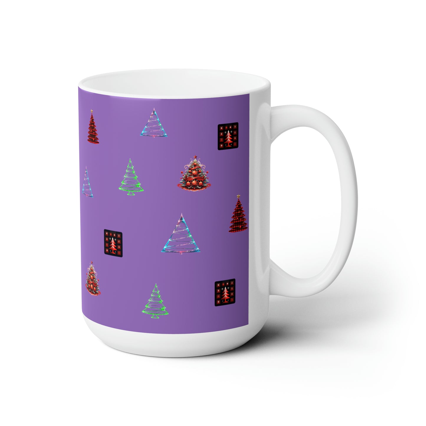 Christmas trees colorful design Light purple Ceramic Mug15oz