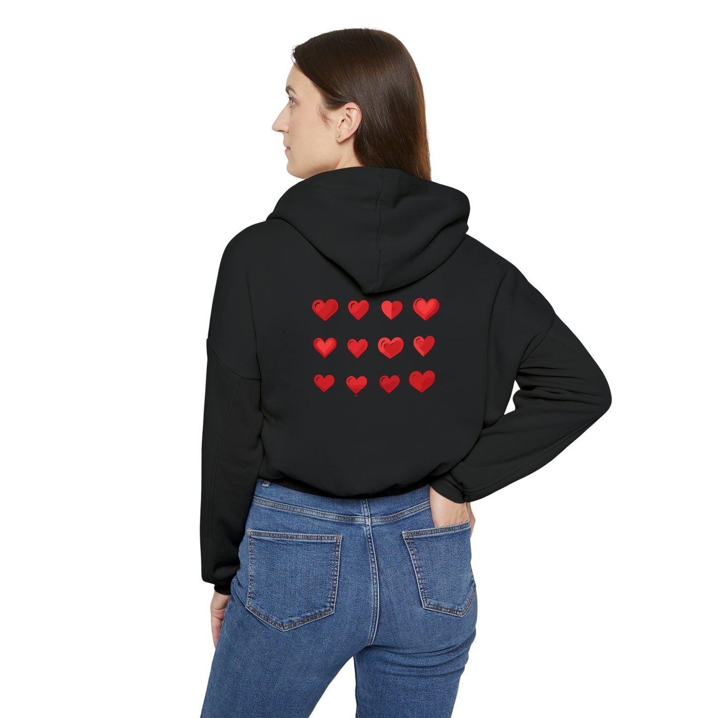 Valentine's best Gift, red hearts design Women's Cinched Bottom Hoodie