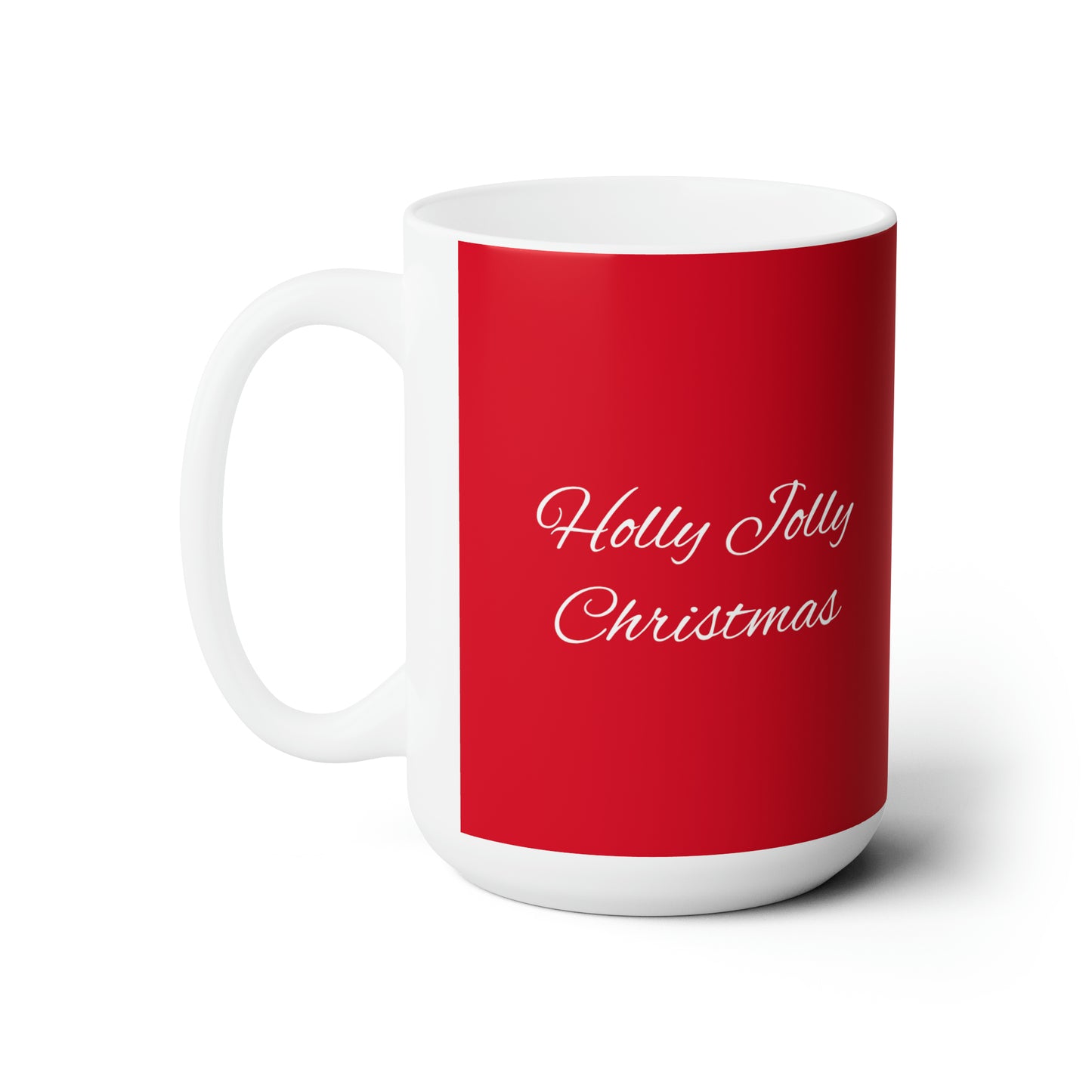 Holly Jolly reindeer in flourish mood, dark red Christmas Ceramic Mug 15oz