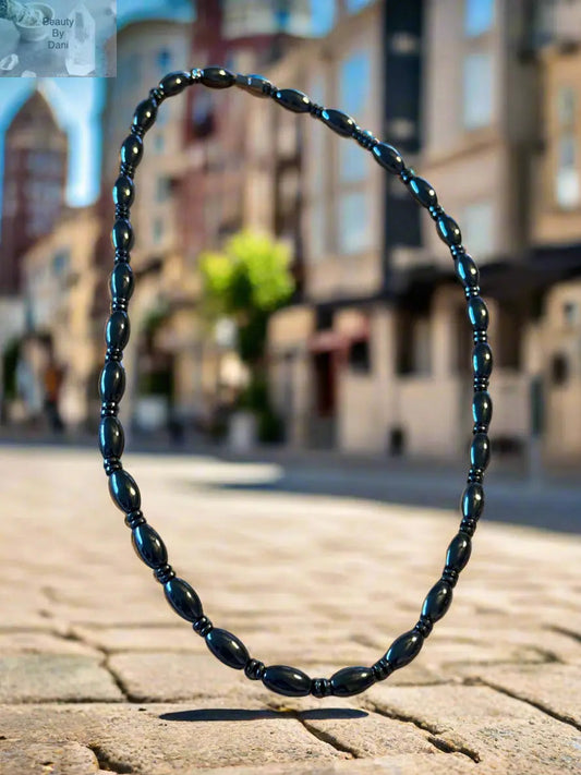 Grounding Hematite Beaded Necklace Magnetic Clasp Jewelry