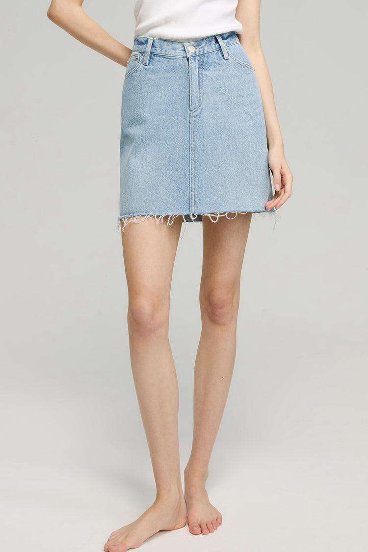 V-Waist Mini Skirt High-Rise Denim HJ811