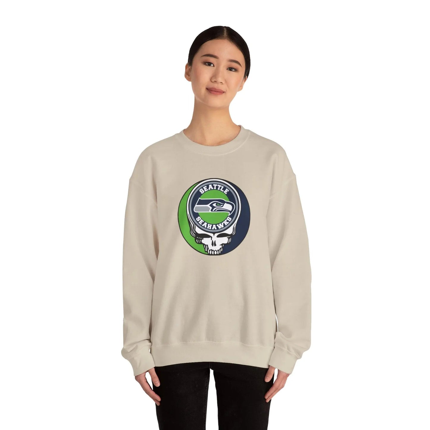 Seattle Seahawks Grateful Dead Stealie Crewneck Sweatshirt The Gridiron Collection