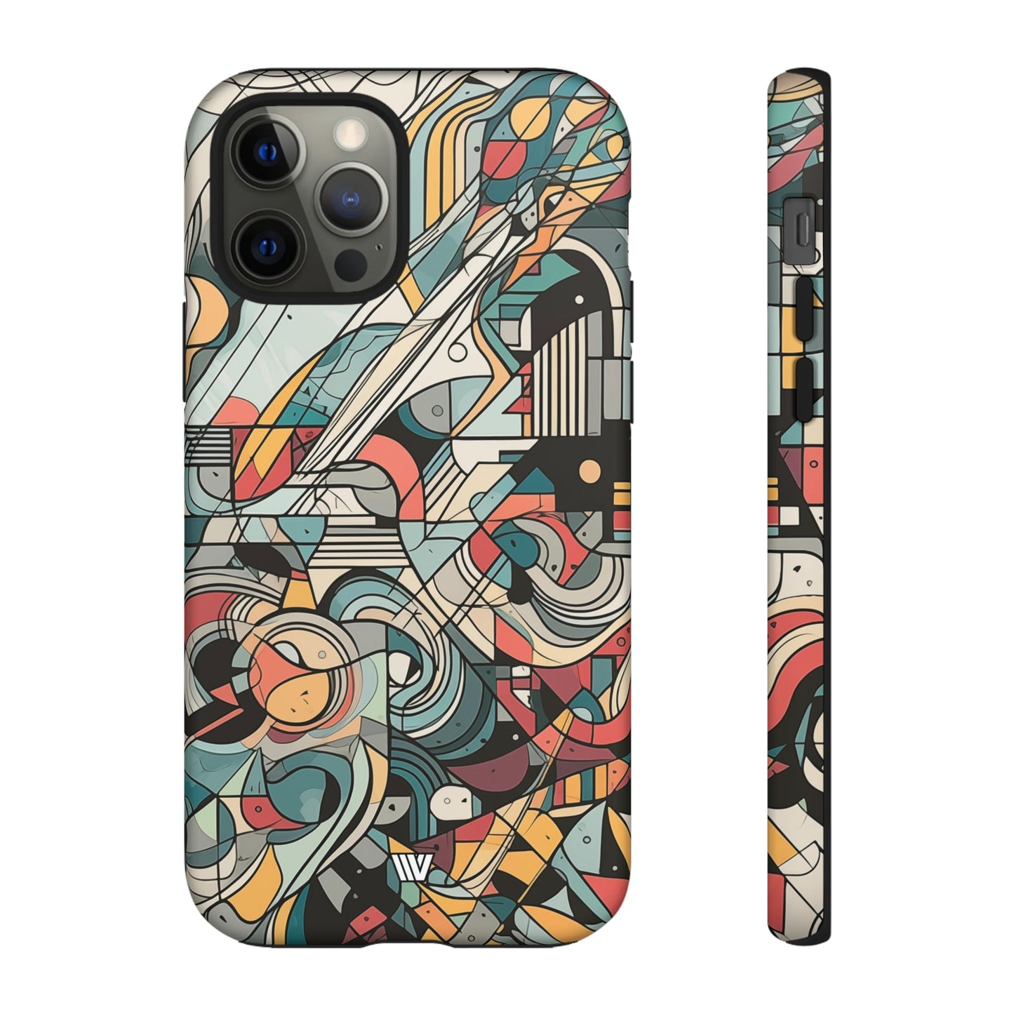 Abstract Doodle Tough Phone Case Dual-Layer Protection
