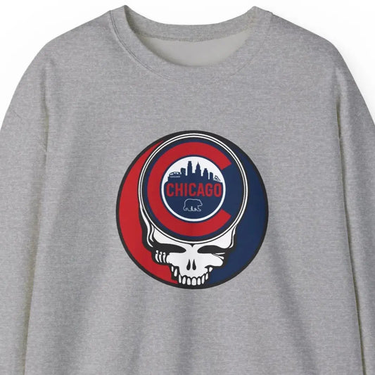 Grateful Dead Stealie Crewneck Sweatshirt Medium-Heavy Blend Chicago Baseball Edition MLB