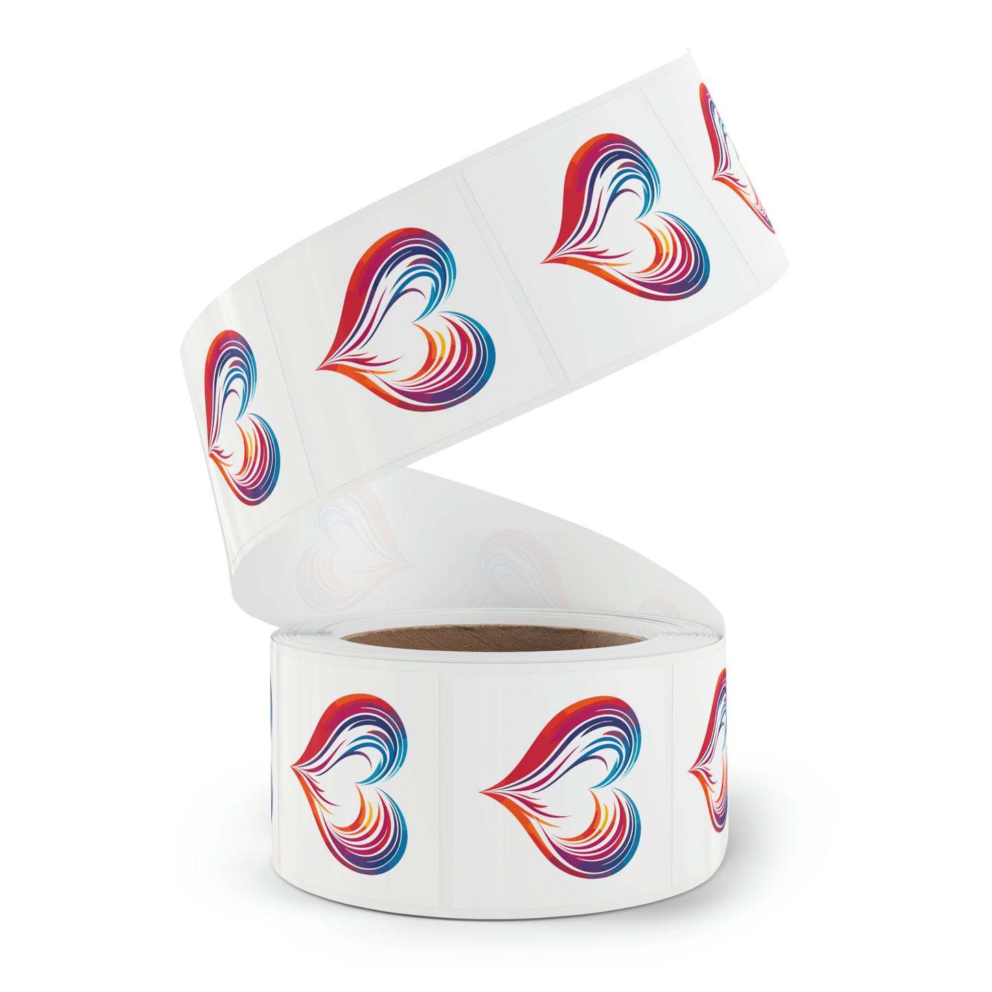 Valentine's day multi color heart shape Square Sticker Label Rolls