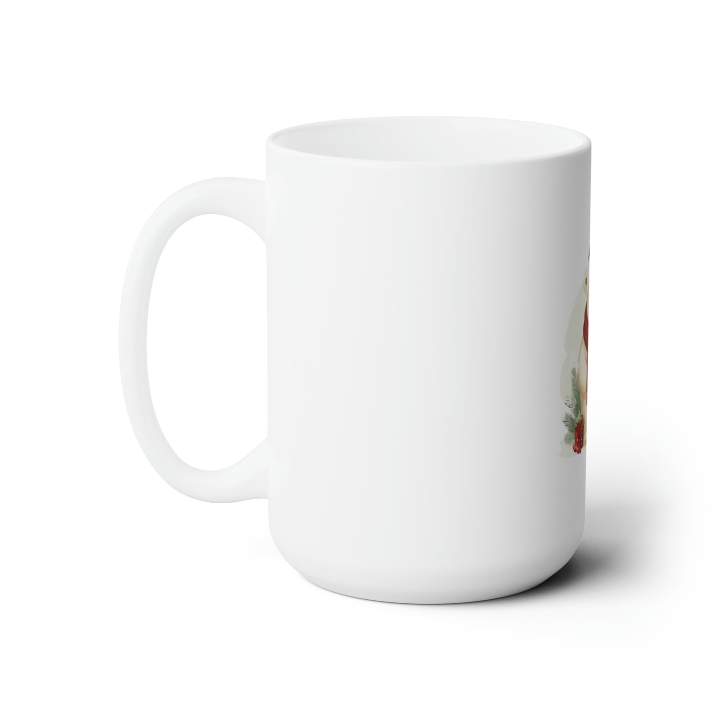 White bear with red muffler of the Christmas card Ceramic Mug 15oz