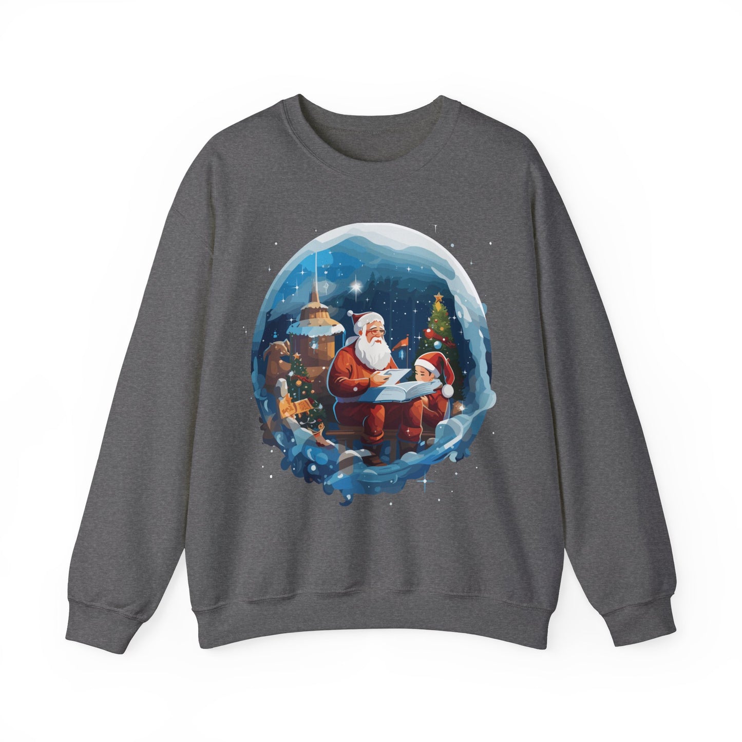 Santa reading book with people in space - Christmas Shirt, Holiday Xmas Shirt, Merry Christmas, Holiday Xmas, Unisex Xmas Shirt, Christmas Sweatshirt, Christmas Apparel, Xmas Celebration Shirt, Matching Family Outfits, Christmas Gifts