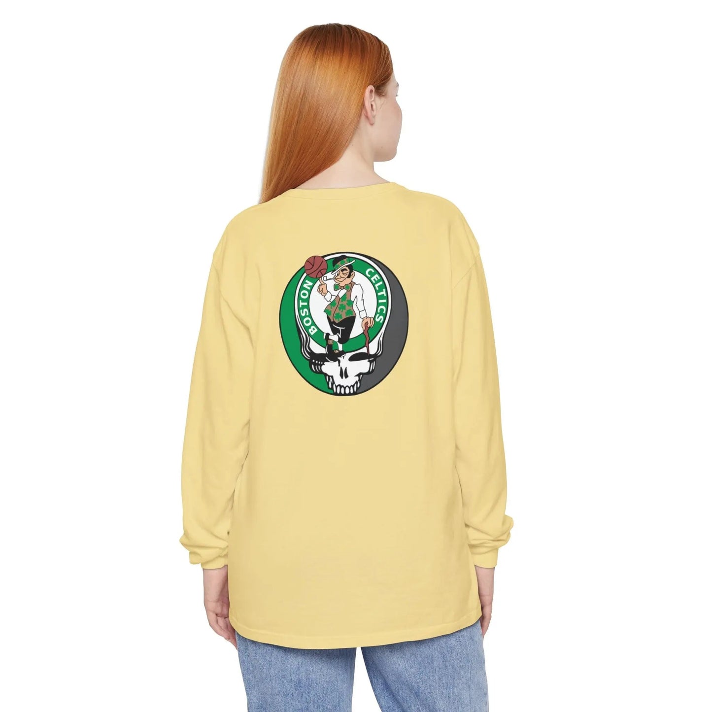 Boston Celtics Garment-Dyed Long Sleeve T-Shirt Two-Sided Vineyard Collection