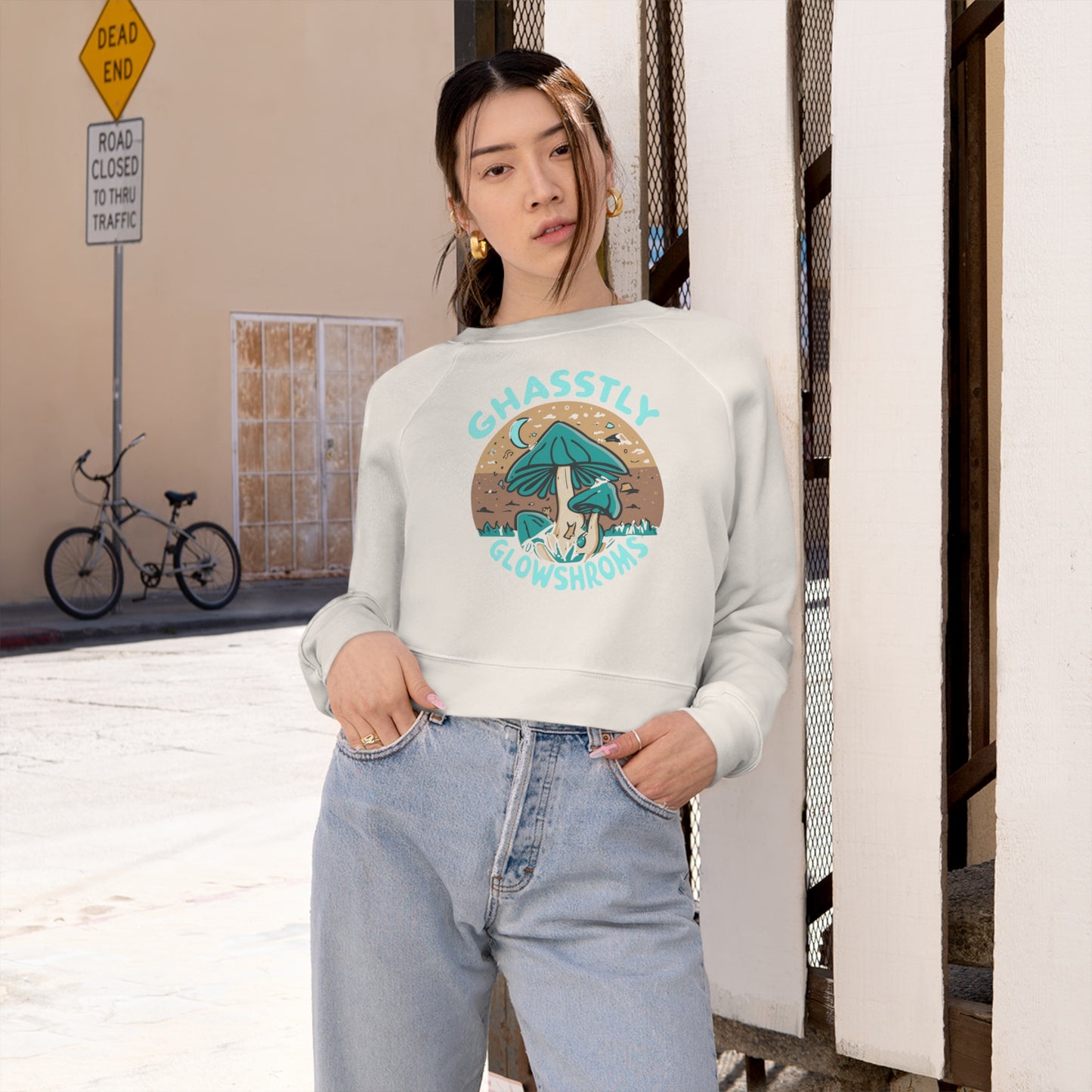 Ghastly Glowshrooms Sweatshirt, Unique Mushroom Costume & Spooky Season Halloween Sweatshirt