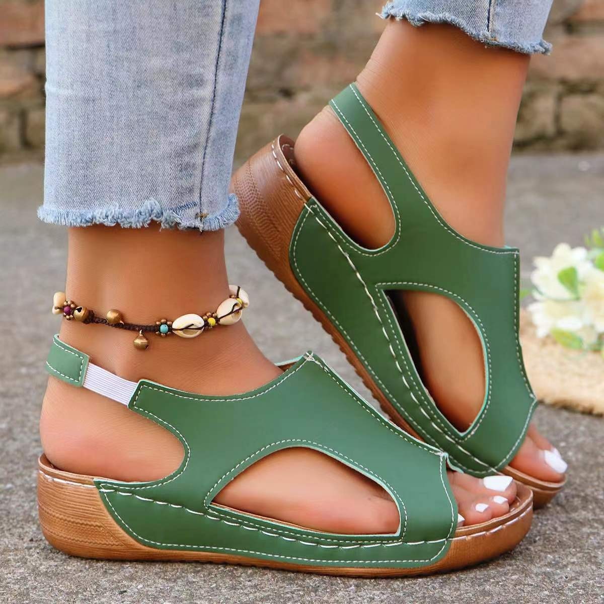 Elastic-Band Fish-Mouth Casual Wedges Women’s Summer Sandals