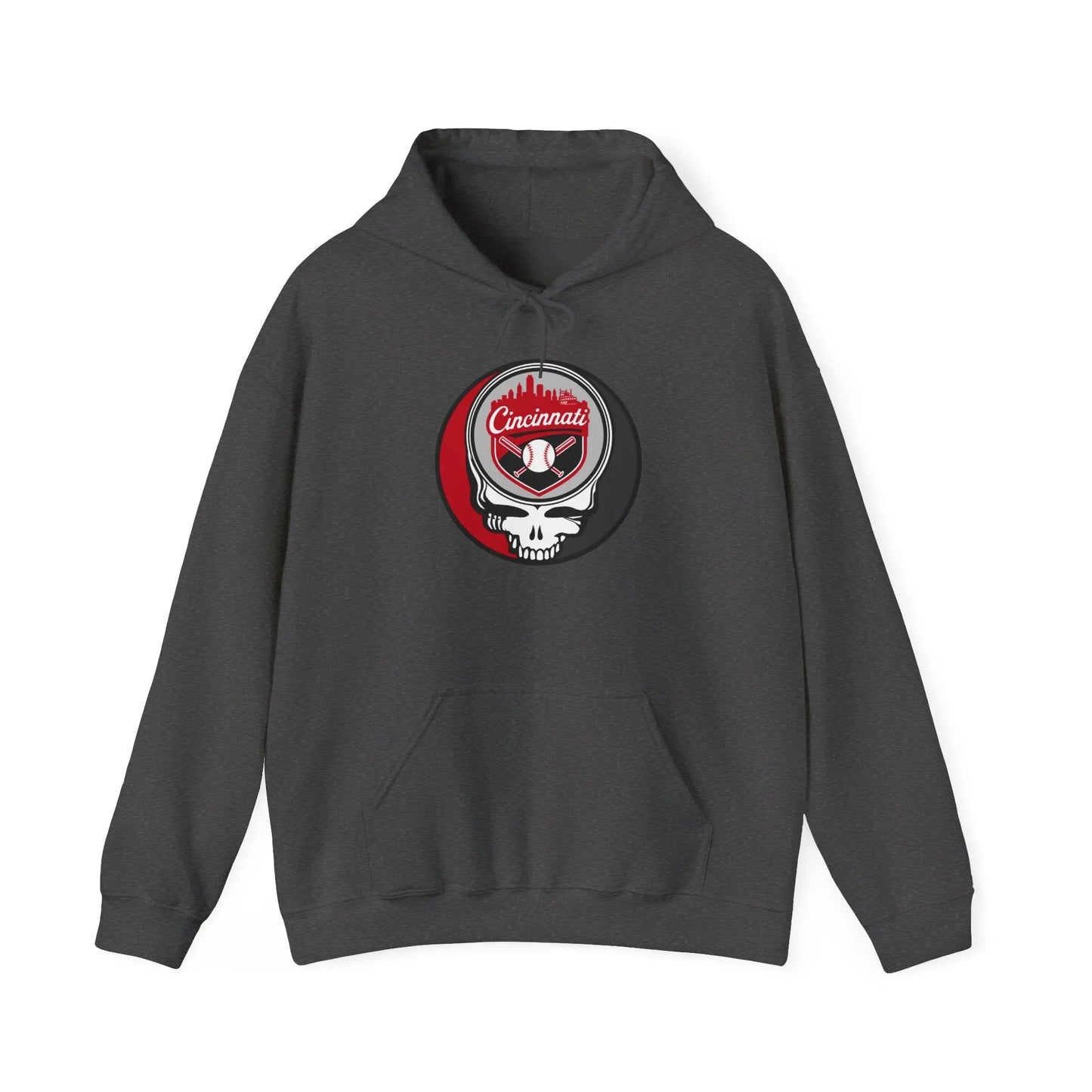 Grateful Dead Unisex Heavy Blend Hoodie Steal Your Face Artwork The Ballpark Collection Cincinnati Baseball Edition