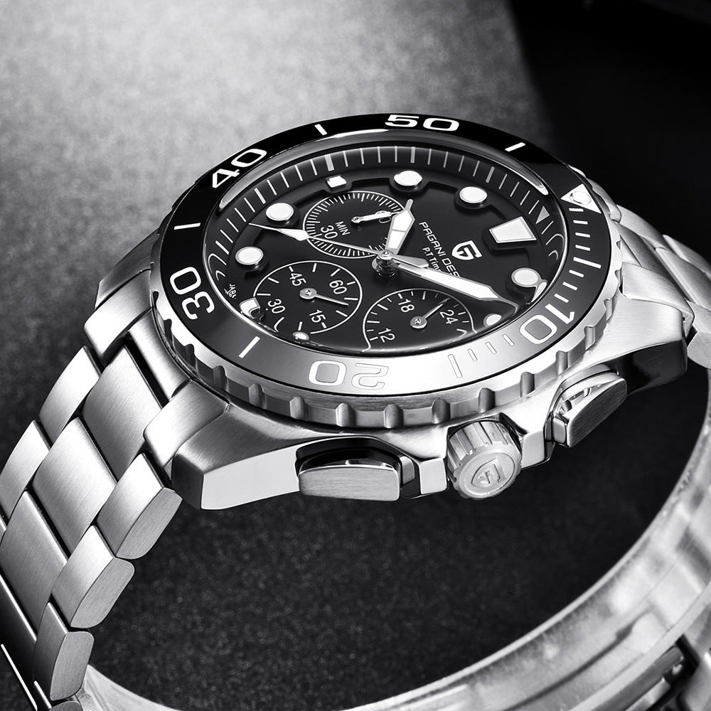 Stainless‑Steel Diver Chronograph Watch – Aquaracer‑Style Luxury Sports Timepiece