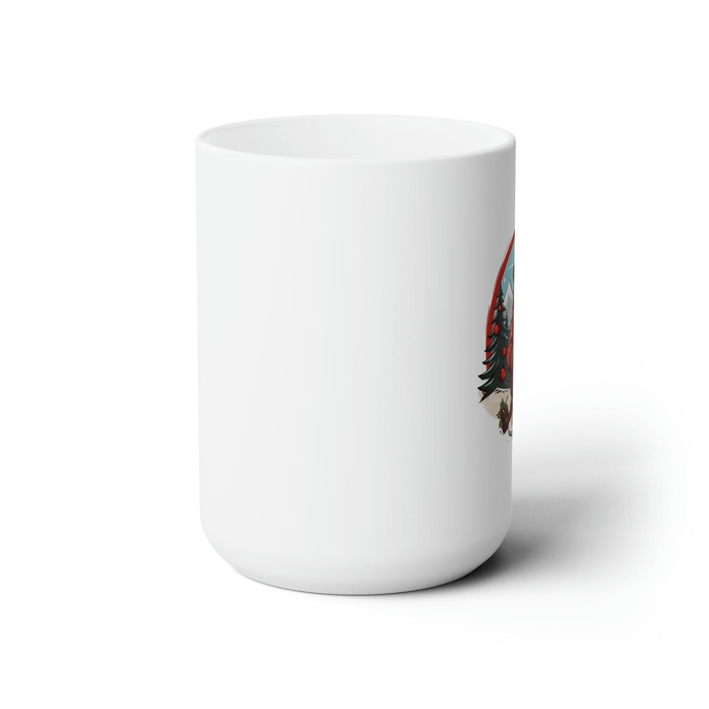 Red reindeer on Mountain in Christmas mood Ceramic Mug 15oz